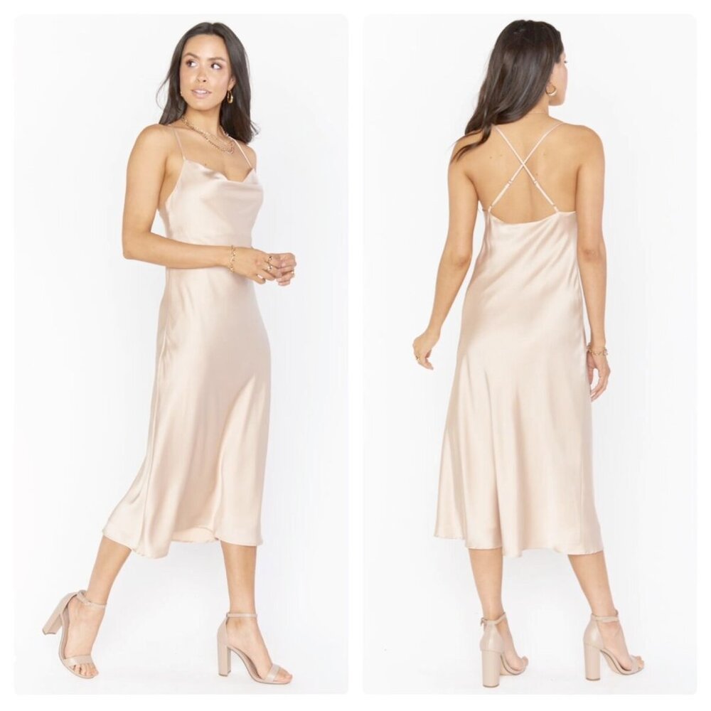 Champagne Verona Cowl Midi Dress